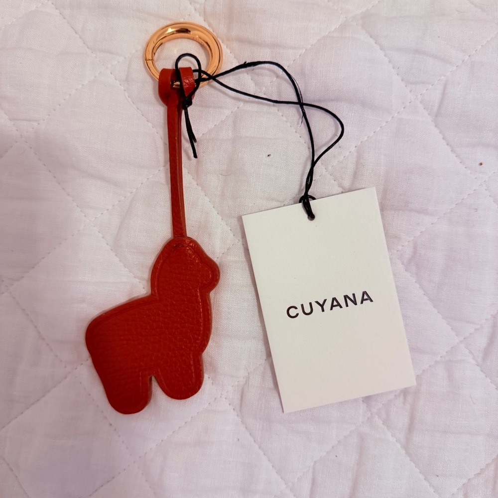 NWT Cuyana Alpaca Keychain in Dark Coral